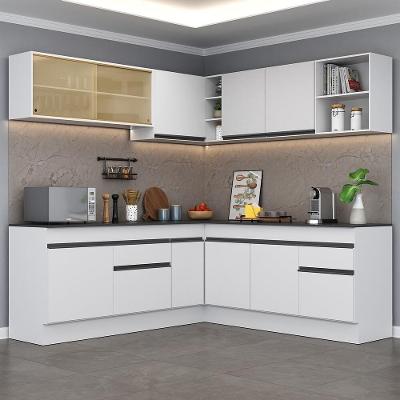Armário de Cozinha Completa de Canto Mp2096 11 Portas 2 Gavetas MDP Branco e Preto