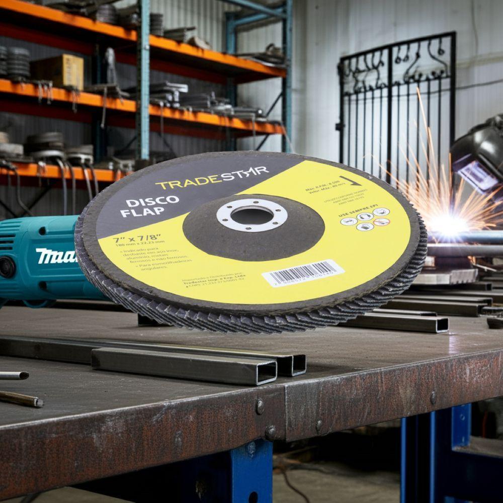 Disco Flap 180 Mm G50 Fibra Reto Azul Aço E Inox Tradestar - 3