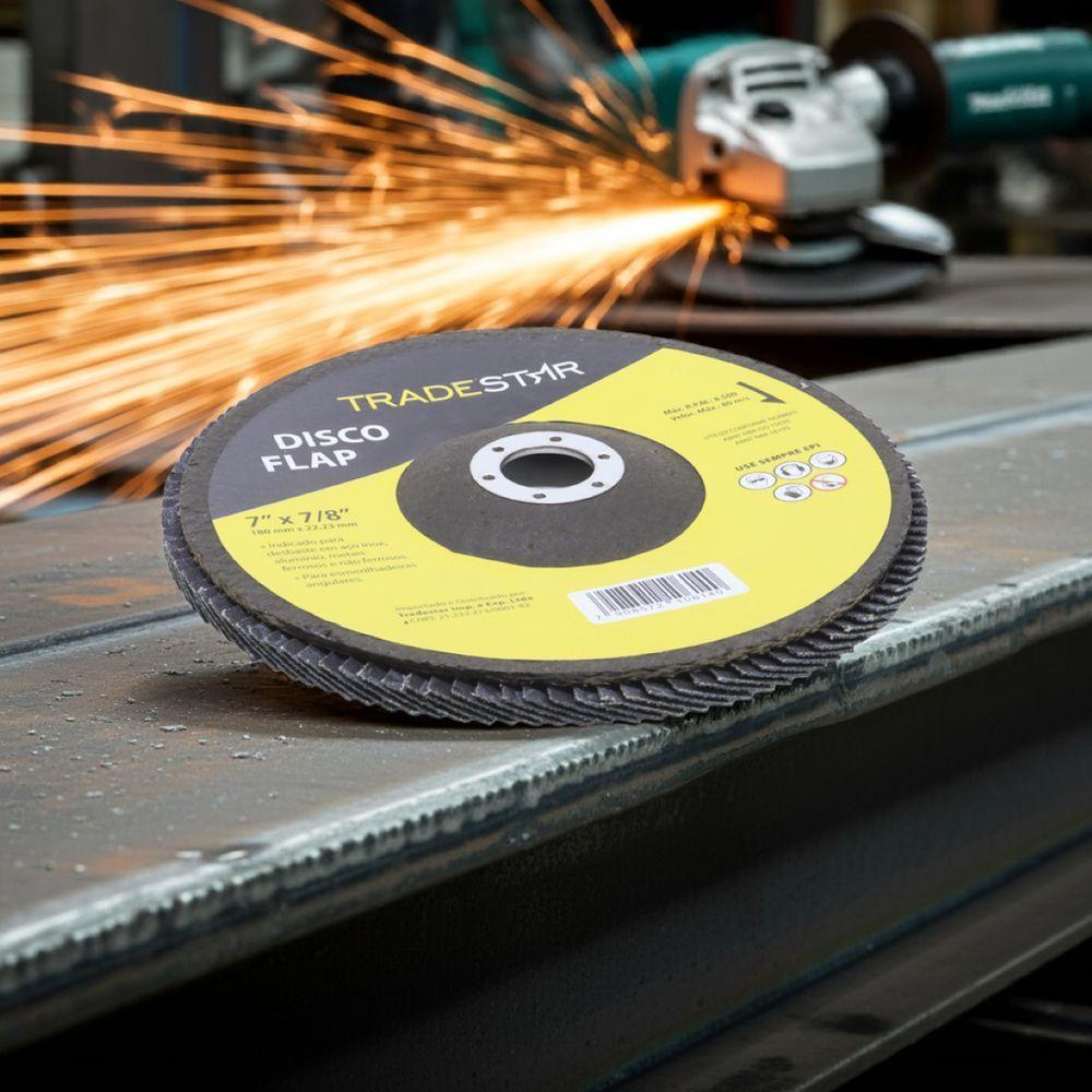 Disco Flap 180 Mm G50 Fibra Reto Azul Aço E Inox Tradestar - 6