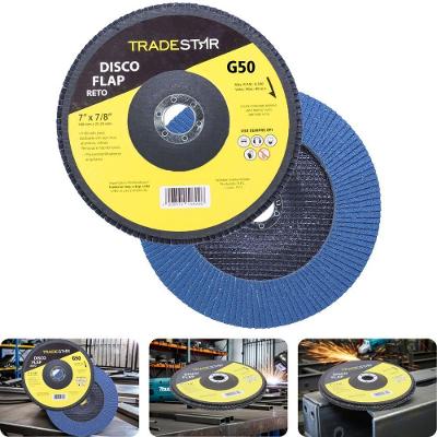 Disco Flap 180 Mm G50 Fibra Reto Azul Aço E Inox Tradestar
