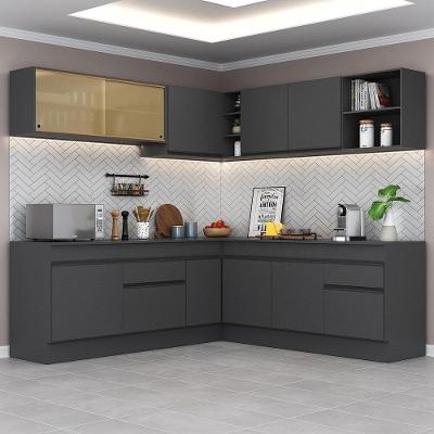 Armário de Cozinha Completa de Canto Mp2096 11 Portas 2 Gavetas MDP 210cm Preto