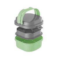 Kit 2 Potes Marmita 2 Compartimentos Com Alça Verde - 2