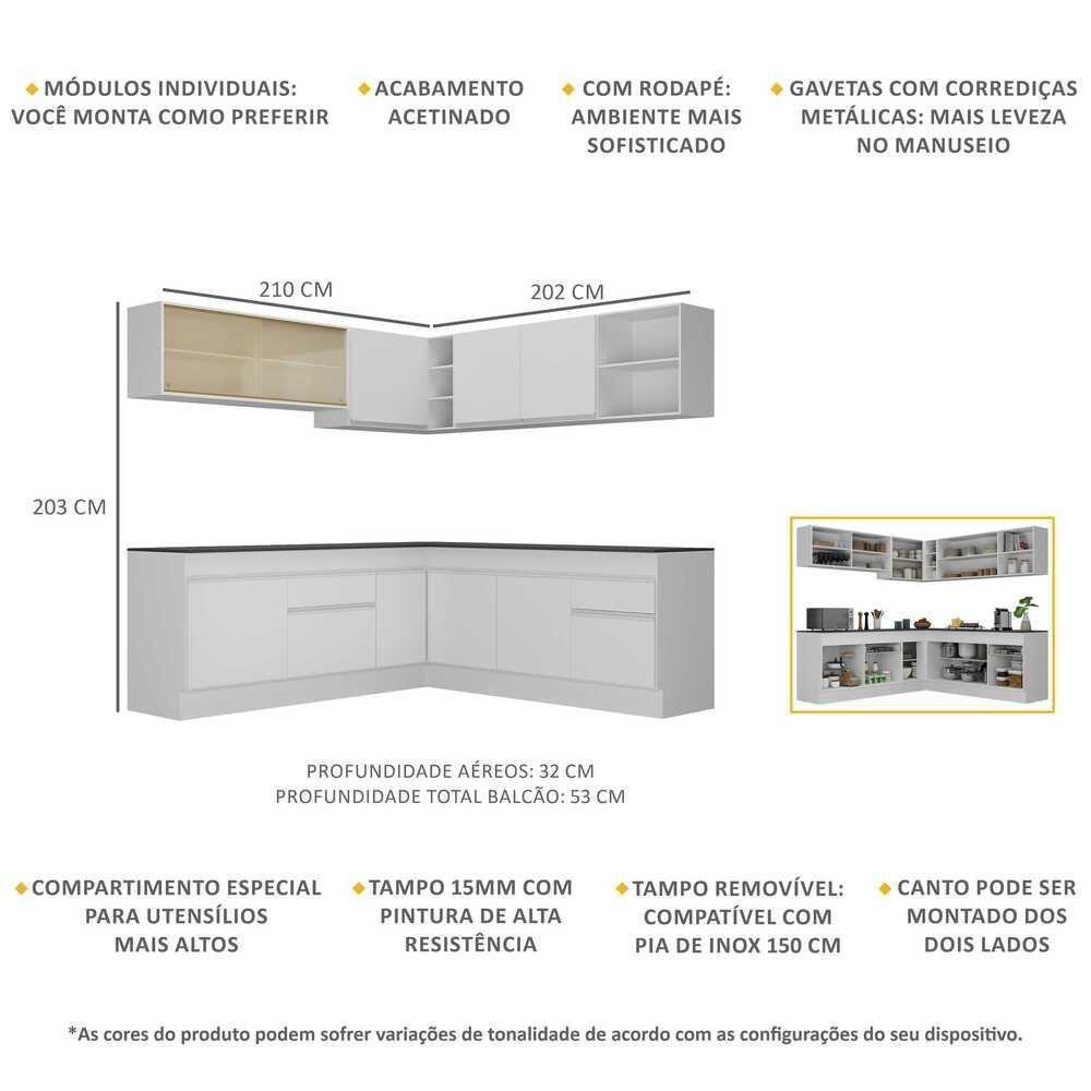 Armário De Cozinha Completa De Canto Mp2096.891 Branco - 5