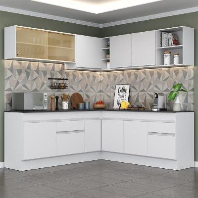 Armário de Cozinha Completa de Canto Mp2096 11 Portas 2 Gavetas MDP 210cm Branco