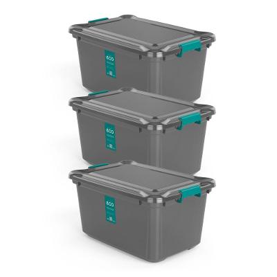 Kit 3 Organizadores 27l Plasvale Eco Cinza
