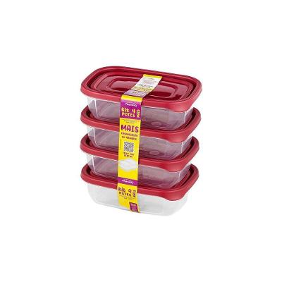 Kit 4 Potes Linha Mais 300ml Plasvale Rosa