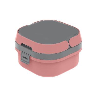 Kit 2 Potes Marmita 2 Compartimentos Com Alça Rosa