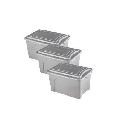 Kit 3 Caixas Plásticas Organizadores 50l Eco Cinza