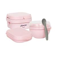 Kit Bowl 500ml Com Colher + Marmita Com 2 Compartimentos, Travas E Alças Plasvale + Sanduicheira Rosa Orquídea - 1