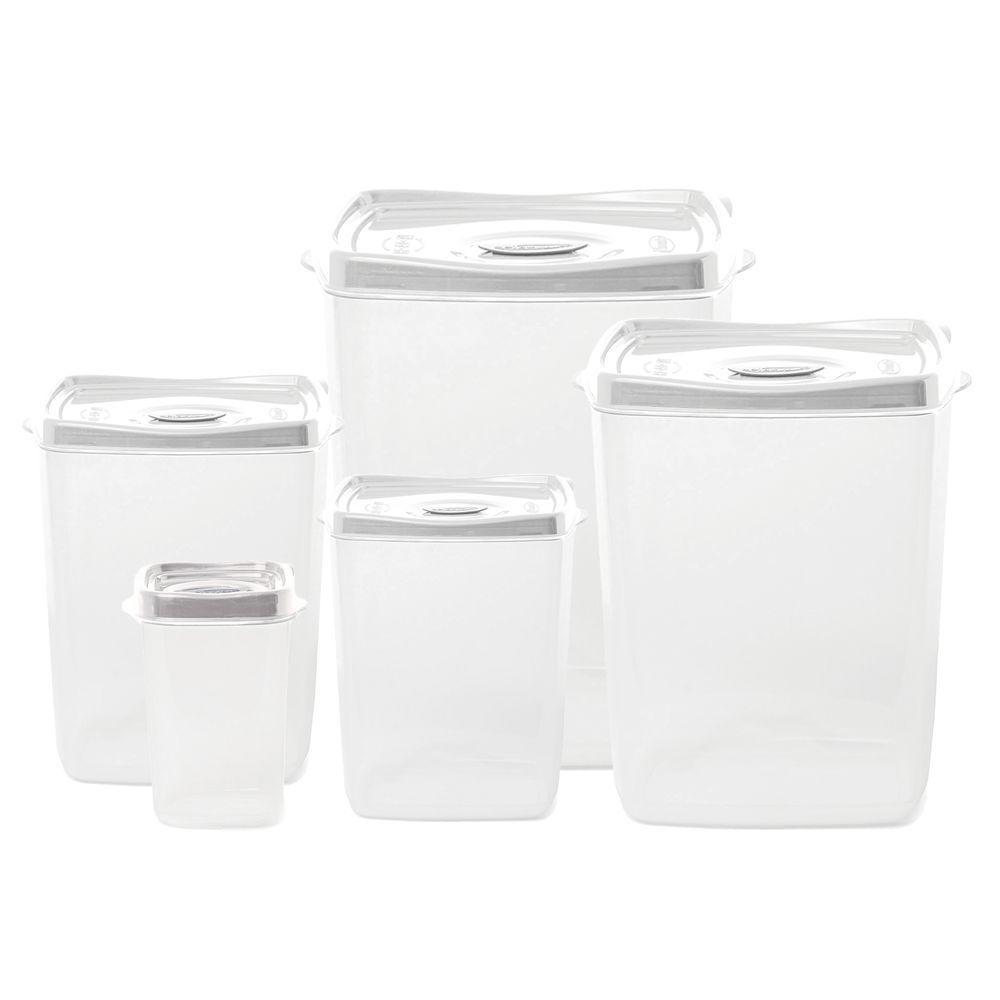 Kit 5 Potes Porta Mantimentos Plasvale Branco - 1