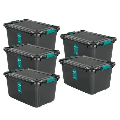 Kit 5 Organizadores 27l Plasvale Eco Preto