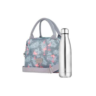 Kit Garrafa Com Bolsa Marmita Térmicas Cinza