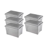 Kit 5 Caixas Plásticas Organizadoras 50l Eco Cinza - 1