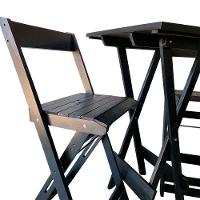 Kit Bistrô 4 Banquetas Dobrável De Madeira Para Area Gourmet Preto - 6