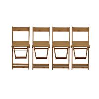 Conjunto 4 Banquetas Alta Dobráveis Bar Balcão Em Madeira Mel - 1