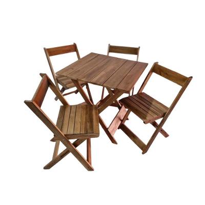 Conjunto De Mesa Para Bar 4 Cadeiras Dobráveis Em Madeira Mel