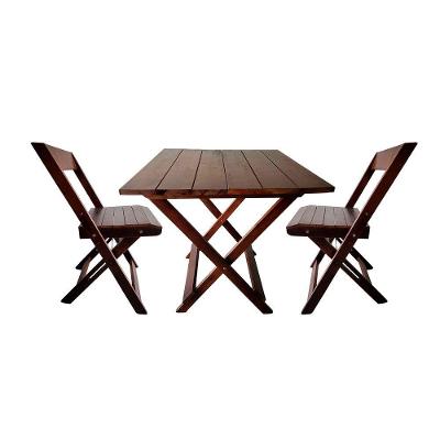Conjunto De Mesa Para Bar 2 Cadeiras Dobráveis Em Madeira Imbuia