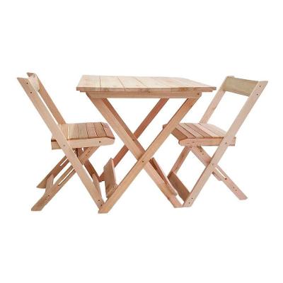 Conjunto De Mesa Para Bar 2 Cadeiras Dobráveis Em Madeira Natural