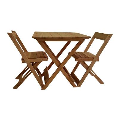 Conjunto De Mesa Para Bar 2 Cadeiras Dobráveis Em Madeira Mel