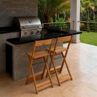 Conjunto 2 Banquetas Dobráveis Bistro E Balcão Em Madeira Mel - 2