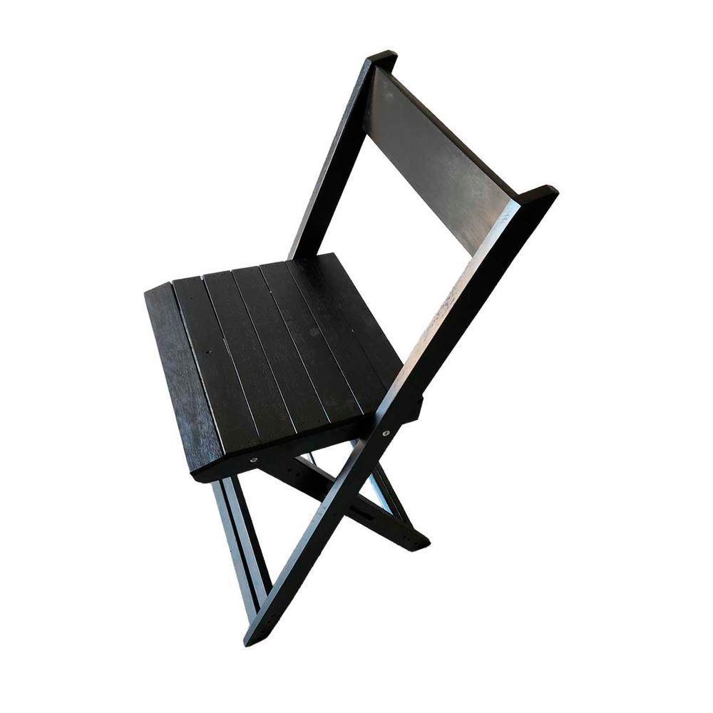 Conjunto 4 Banquetas Dobráveis Para Bistro E Balcão Em Madeira Preto - 3