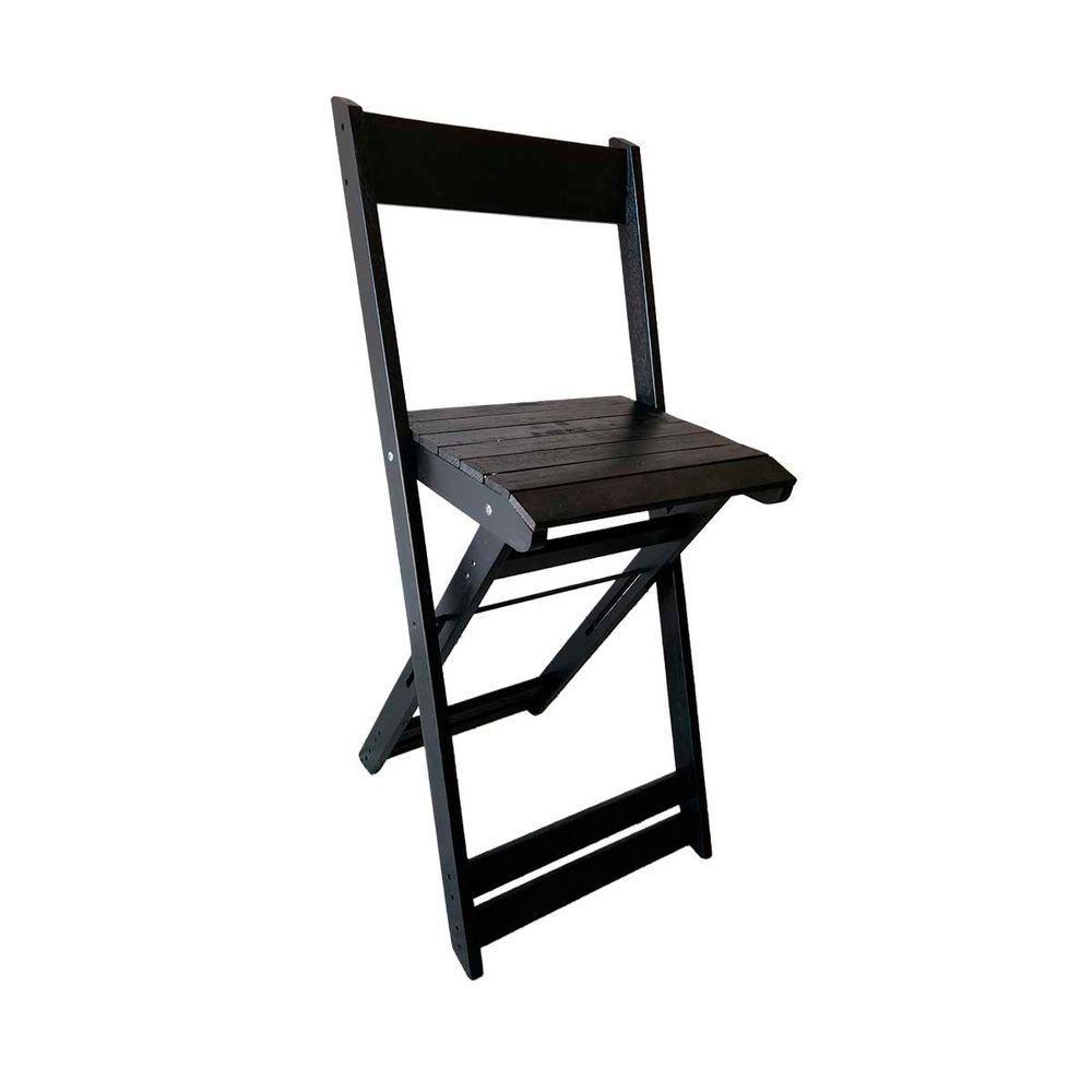Conjunto 4 Banquetas Dobráveis Para Bistro E Balcão Em Madeira Preto - 6