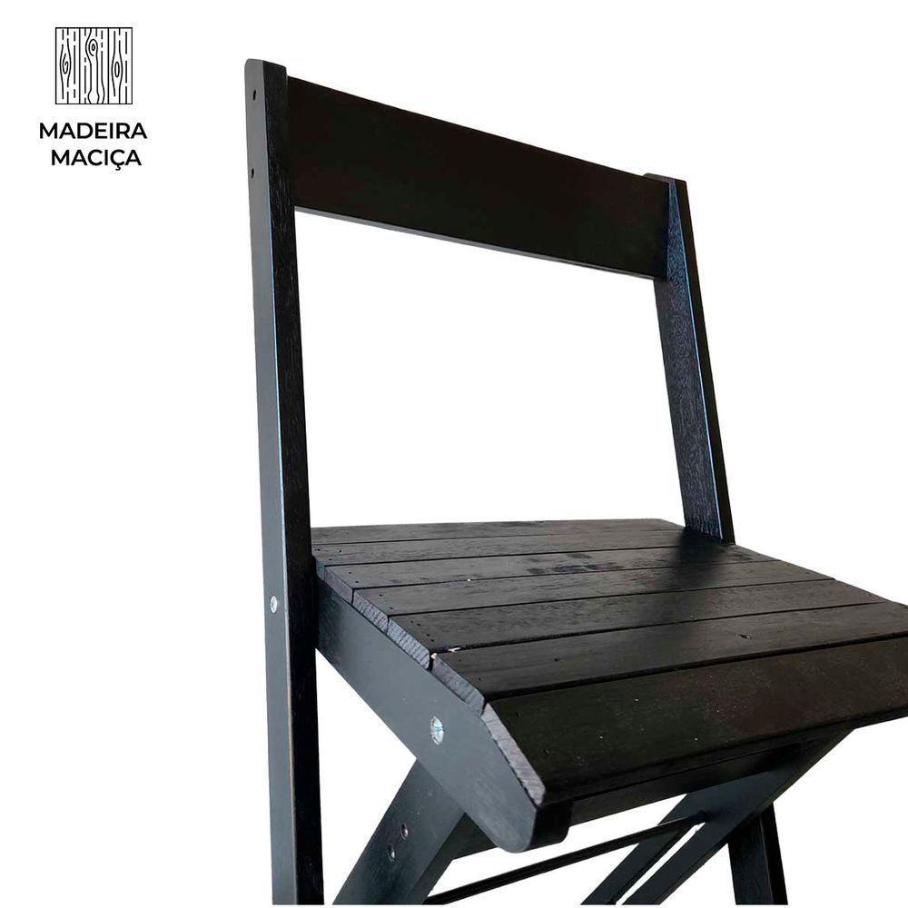 Conjunto 4 Banquetas Dobráveis Para Bistro E Balcão Em Madeira Preto - 8