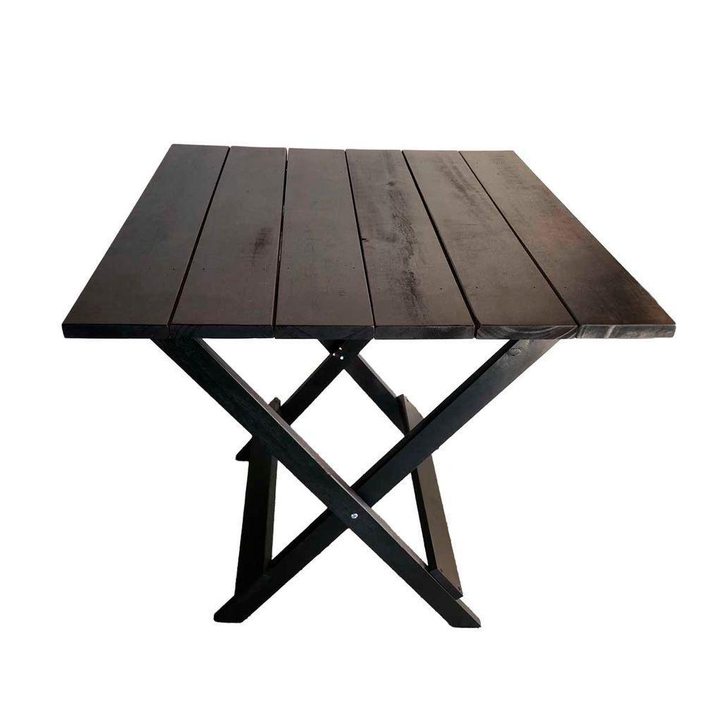 Kit Mesa Com 4 Cadeiras Dobráveis Em Eucalipto Natural Preto - 3