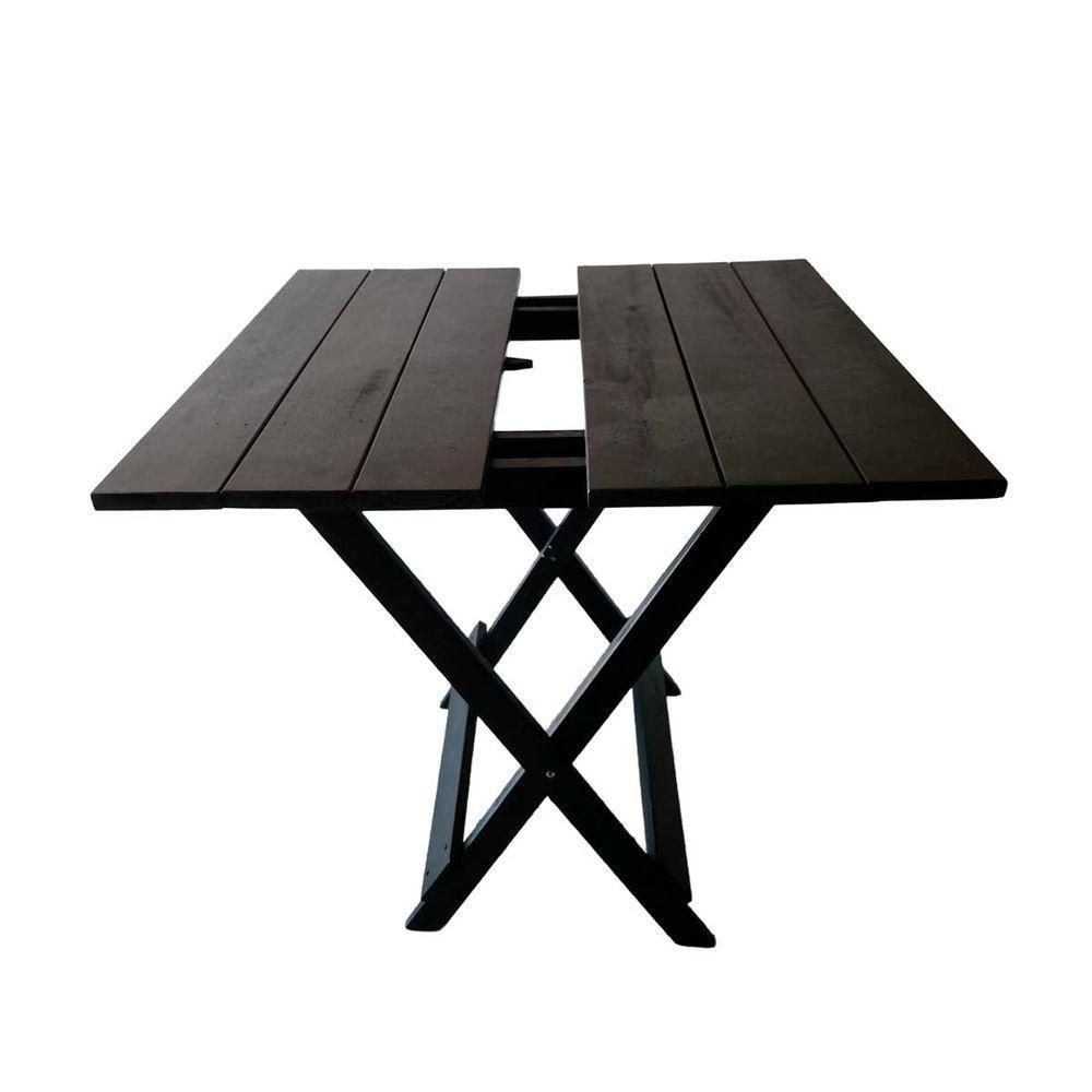 Kit Mesa Com 4 Cadeiras Dobráveis Em Eucalipto Natural Preto - 5