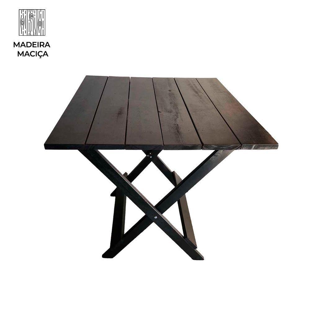 Kit Mesa Com 4 Cadeiras Dobráveis Em Eucalipto Natural Preto - 8