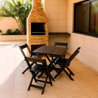 Kit Mesa Com 4 Cadeiras Dobráveis Em Eucalipto Natural Preto - 2