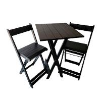 Bistro Com 2 Banquetas Para Bar Dobrável De Madeira Ismalu Preto - 1