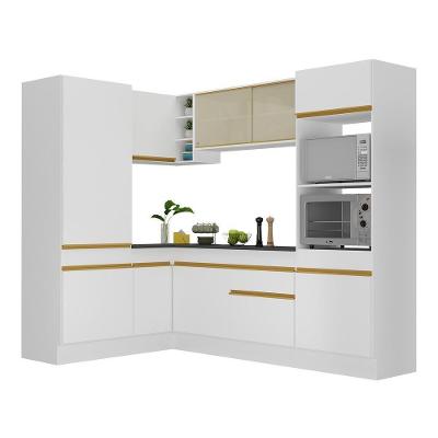 Armário de Cozinha Completa de Canto V2084 10 Portas 1 Gaveta MDF 234cm Preto
