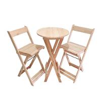 Kit Com 2 Banquetas Bistrô Dobrável De Madeira Ismalu Natural - 1