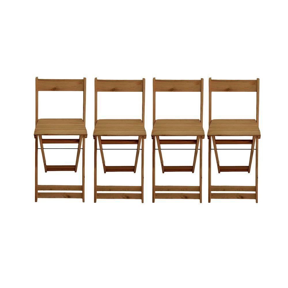 Conjunto 4 Banquetas Dobráveis Bistro E Balcão Em Madeira Mel - 1