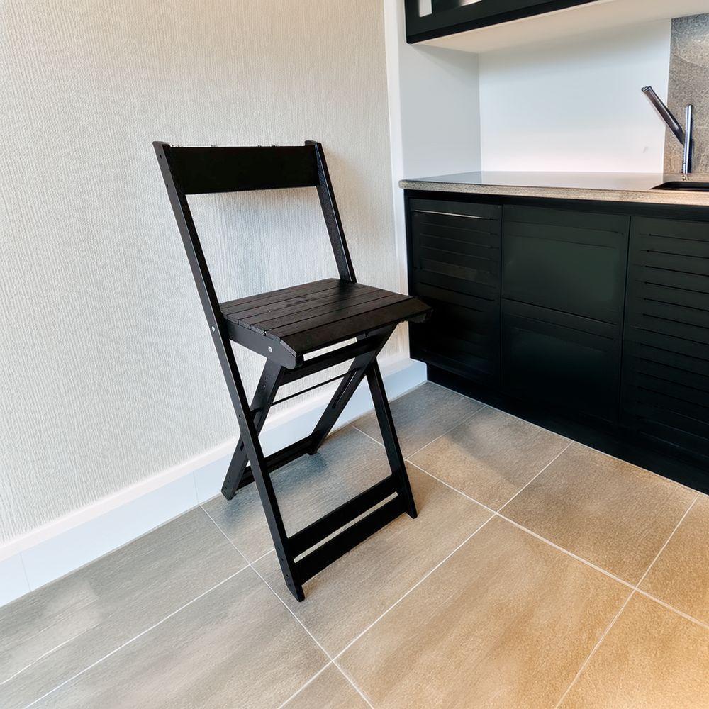 Banqueta Eucalipto Dobrável Ideal Para Bistrô Ou Bar Preto - 2