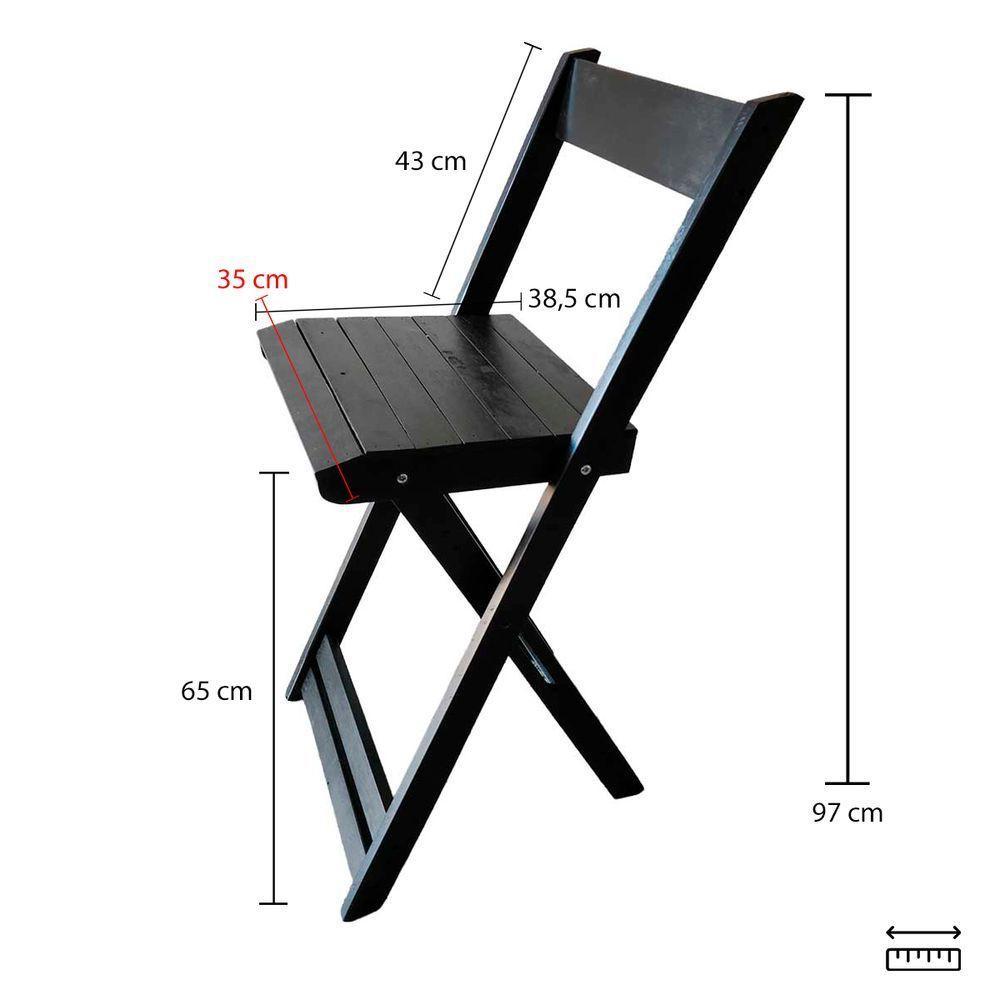 Conjunto 2 Banquetas Dobráveis Bistro E Balcão Em Madeira Preto - 10