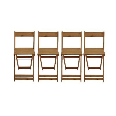 Conjunto 4 Banquetas Dobráveis Para Bistro E Balcão Em Madeira Mel
