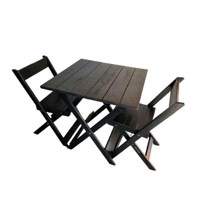 Conjunto Mesa 2 Cadeiras Dobráveis Em Madeira Area Gourmet Preto