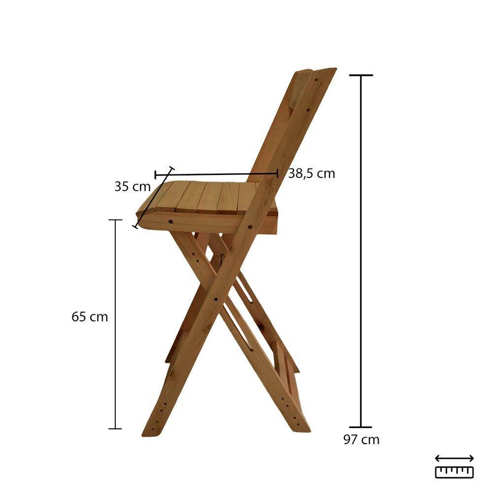 Kit Bistrô 4 Banquetas Dobrável De Madeira Para Churrasqueira Mel - 10