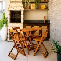 Kit Bistrô 4 Banquetas Dobrável De Madeira Para Churrasqueira Mel - 2