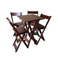 Kit Bistrô 4 Banquetas Dobrável De Madeira Para Area Gourmet Imbuia - 1