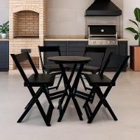 Bistrô Com 4 Banquetas Para Bar Dobrável De Madeira Ismalu Preto - 3