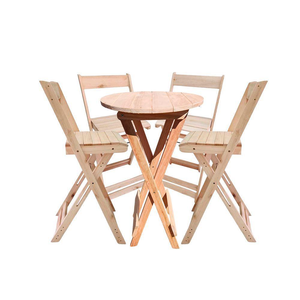 Kit Bistrô 4 Banquetas Dobrável De Madeira Para Area Gourmet Natural - 1