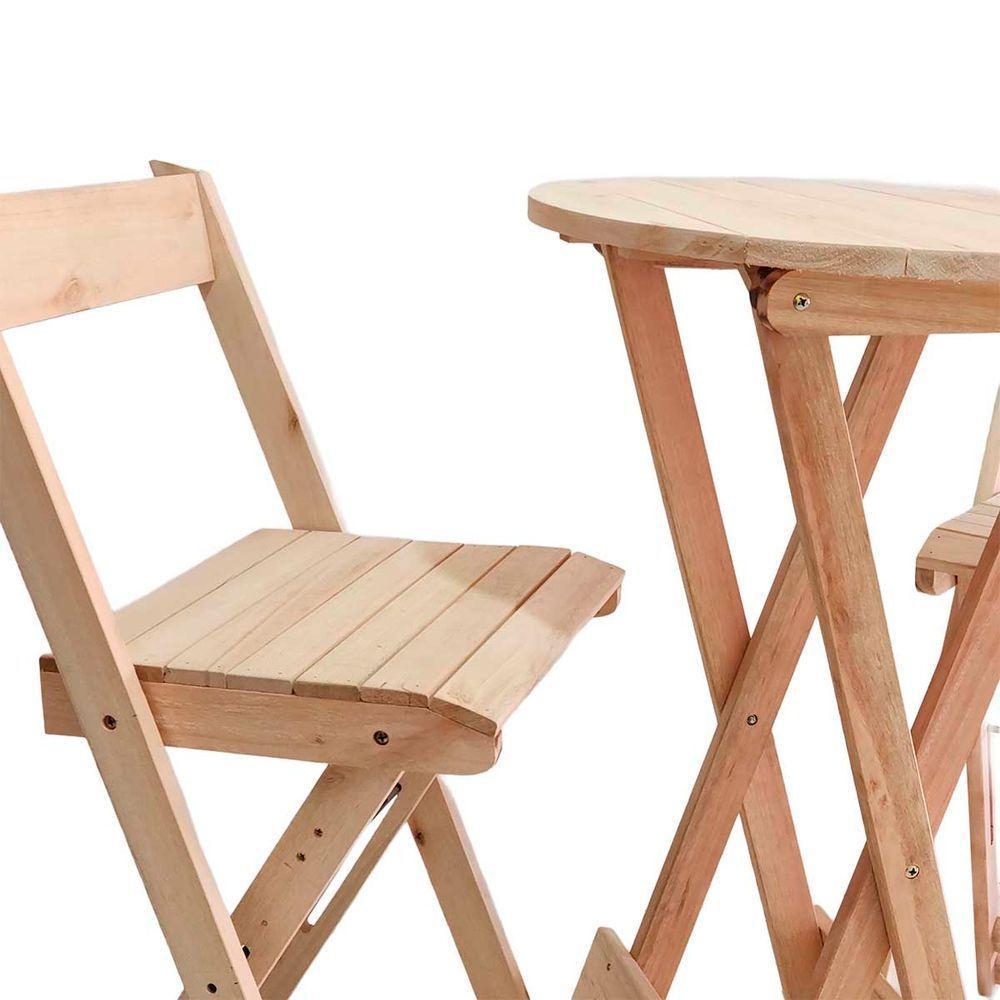 Kit Bistrô 4 Banquetas Dobrável De Madeira Para Area Gourmet Natural - 6