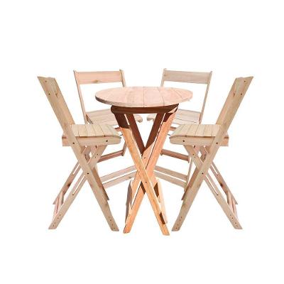 Kit Bistrô 4 Banquetas Dobrável De Madeira Para Area Gourmet Natural