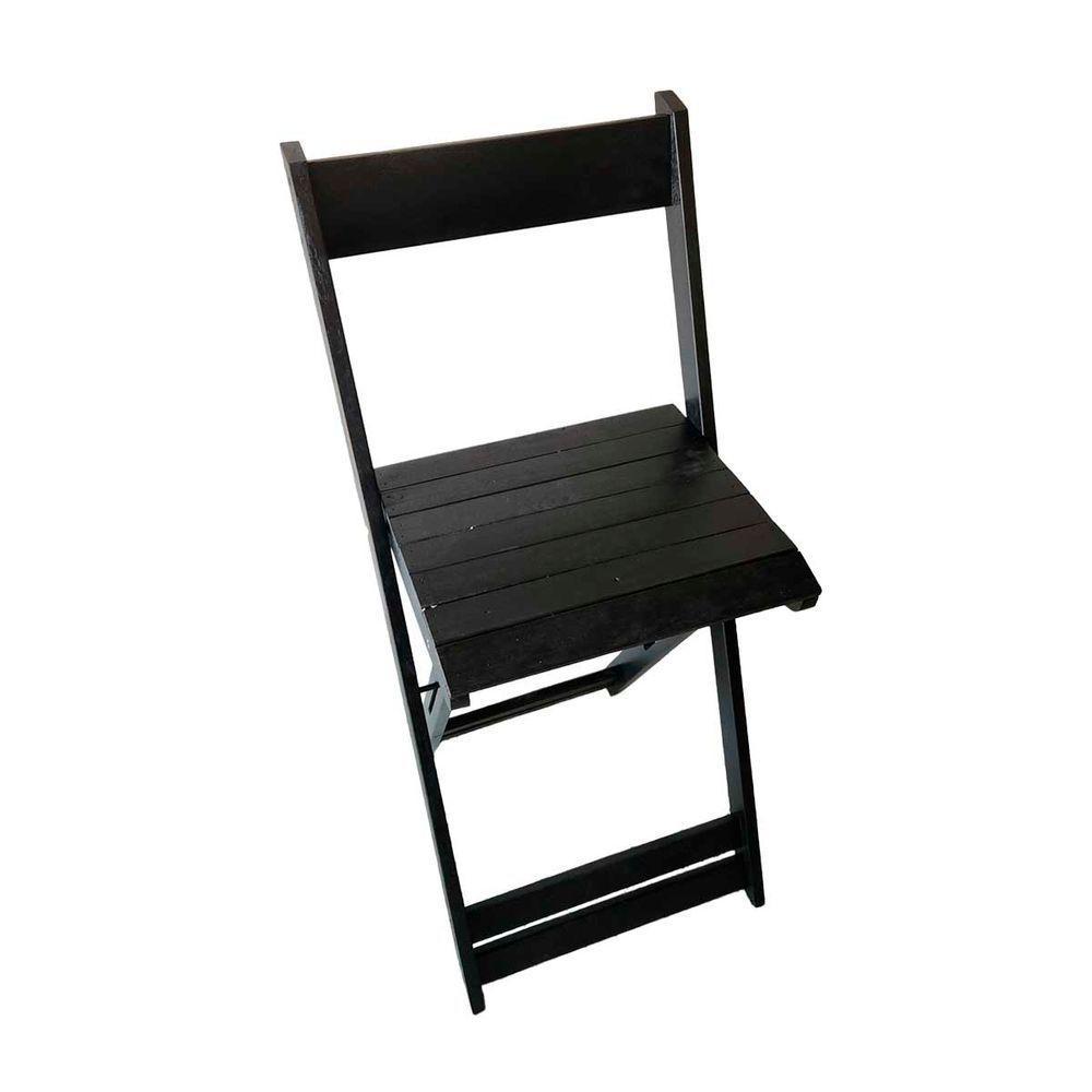 Conjunto 4 Banquetas Dobráveis Bistro E Balcão Em Madeira Preto - 7