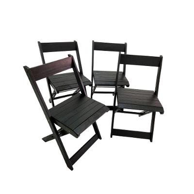 Conjunto 4 Banquetas Dobráveis Bistro E Balcão Em Madeira Preto