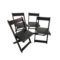 Conjunto 4 Banquetas Dobráveis Bistro E Balcão Em Madeira Preto - 1