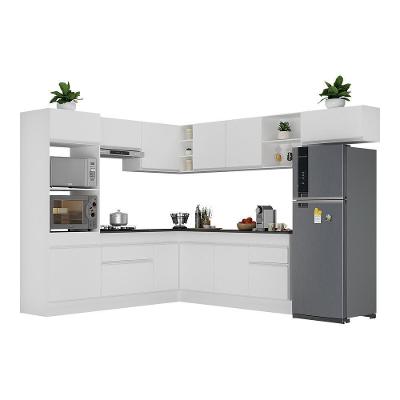 Armário De Cozinha Completa De Canto Com Rodapé Veneza Multimóveis V2083 Branco Branco